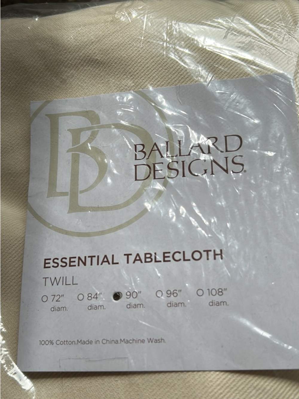 Ballard Designs Essential Twill Tablecloth - Cream